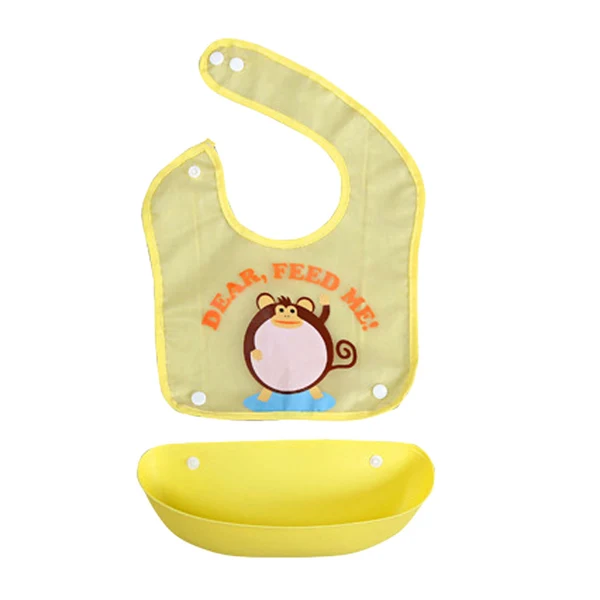 Carefully Designed Maxbell Random Baby Soft Waterproof Easy Clean Up Bib w Crumb Catcher Cute Kids Bib Outstanding
