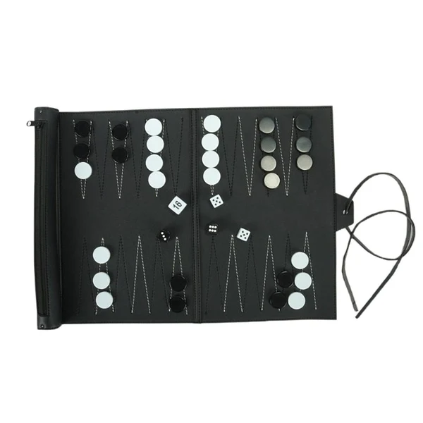 Fashionable Maxbell PU Leather Backgammon Set Travel Family Recreational Backgammon Board Game Easy-to-Use