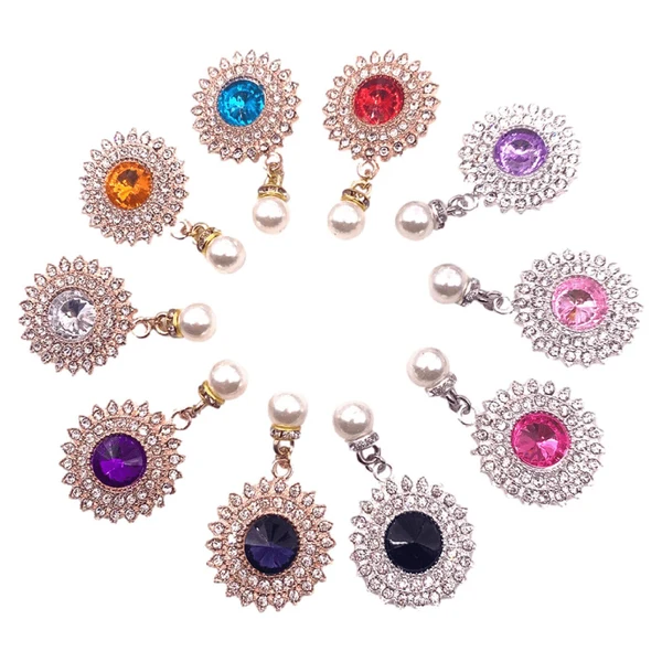 Recyclable Maxbell 10x Round Rhinestone Pendants Sewing Embellishments Brooch for DIY Bags Easy-to-Use