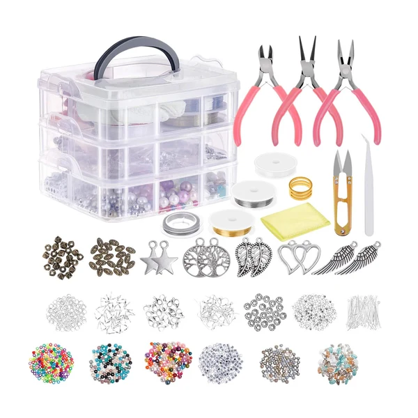 Easy-to-Use Maxbell Spacer Beads Metal Charms Necklace Jewelry Making Tweezer Scissor Supplies Trendy