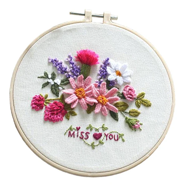 Sustainable Maxbell DIY Needlework Kits with Embroidery Hoop Cross Stitch Craft Flower Pattern High-Grade