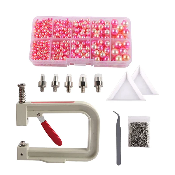 Premium Maxbell Pearl Handmade Setting Machine Handmade DIY Craft Accessories for Cap Punch Rose Red High-Performance