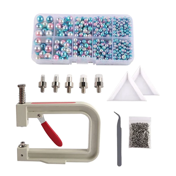 Crafted Maxbell Pearl Handmade Setting Machine Handmade DIY Craft Accessories for Cap Punch Blue Pink Secure