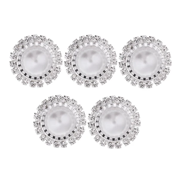 Premium Maxbell 5 Pieces Multicolor Flatback Rhinestone Button Garment Embellishments Sliver Consistent