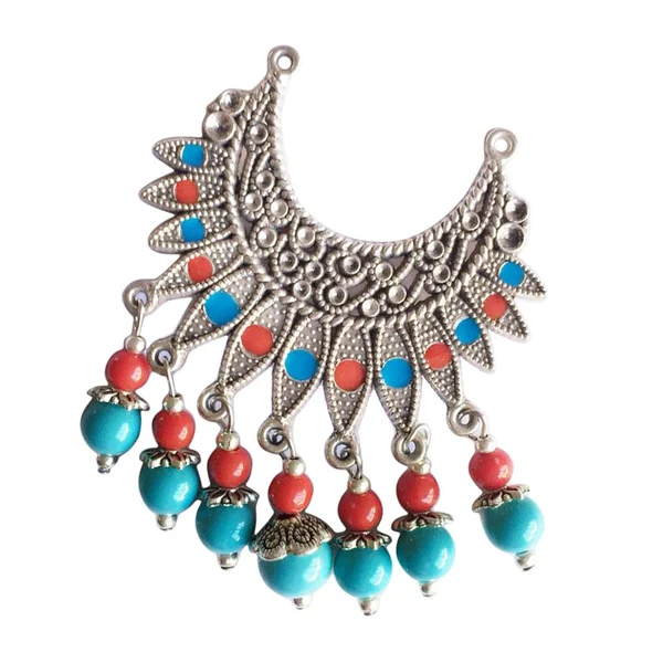 Effective Maxbell National Style Beaded Tassel Charms Pendant DIY Necklace Jewelry red blue Professional