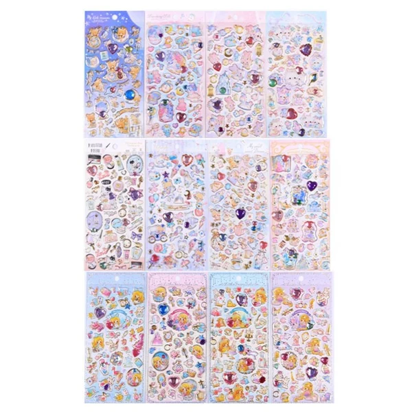 Long-Lasting Maxbell 12 Sheets Scrapbooking Stickers Crystal Decorative Transparent DIY Craft Unique