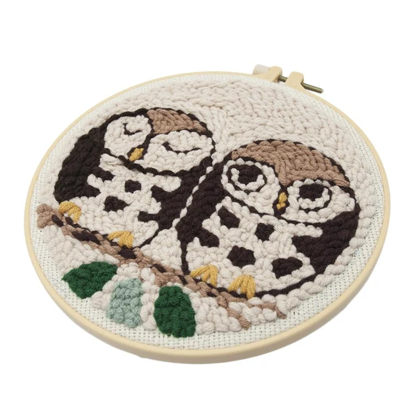 Stylish Maxbell 1 Set Animal Punch Needle Kits with Punch Embroidery Pen DIY Crafts - Owl Carefully Designed