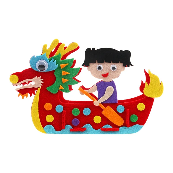 Reusable Maxbell Kids Handcraft Dragon Boat 3D DIY Felt Craft for Home Children Decor girl Reliable
