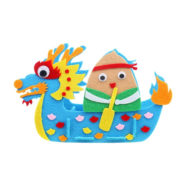 Pure Maxbell Kids Handcraft Dragon Boat 3D DIY Felt Craft for Home Children Decor rice dumplings Artisan