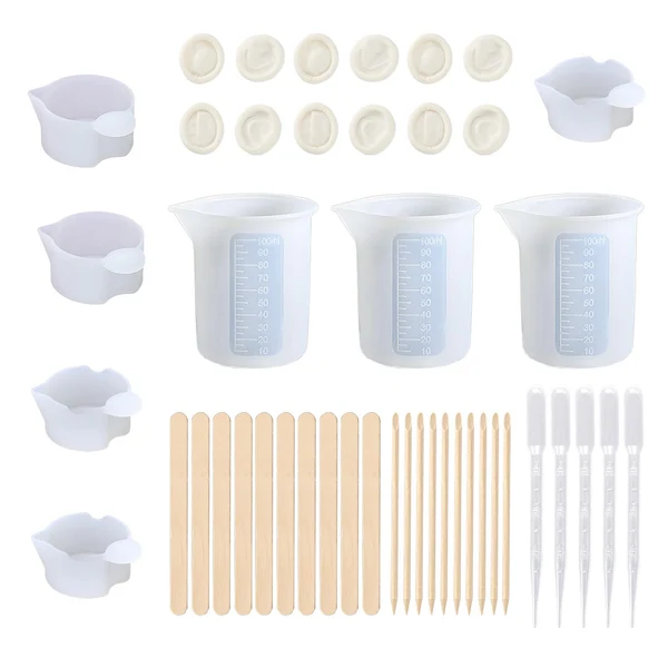 Convenient Maxbell DIY Silicone Mixing Measuring Cups UV Resin Mold DIY Casting Jewelry Tool 43PCS Smart