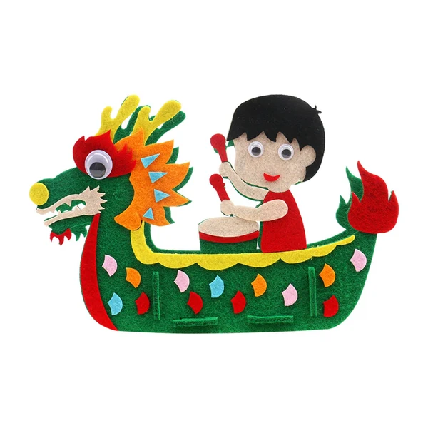 Convenient Maxbell Kids Handcraft Dragon Boat 3D DIY Felt Craft for Home Children Decor drummer Easy-to-Use