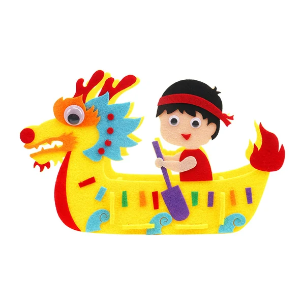 Lightweight Maxbell Kids Handcraft Dragon Boat 3D DIY Felt Craft for Home Children Decor boy Professional