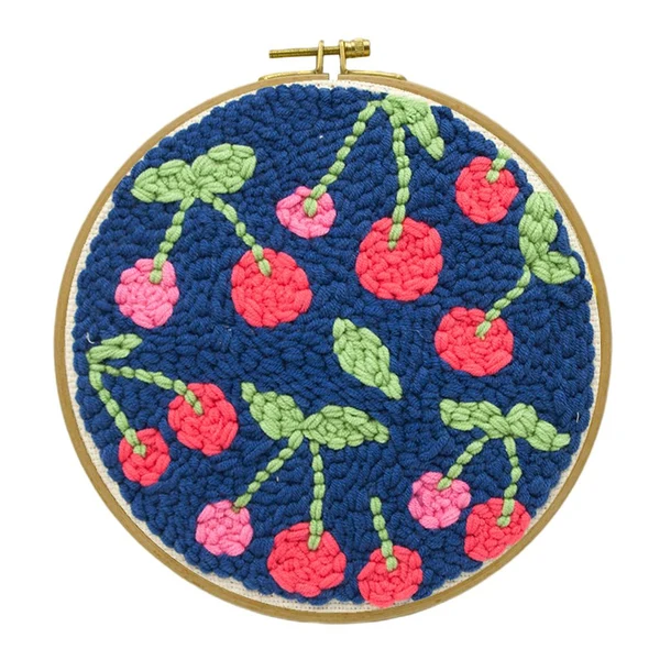 Functional Maxbell Punch Needle Kits with Punch Embroidery Wood Hoop DIY Crafts Cherry Selected