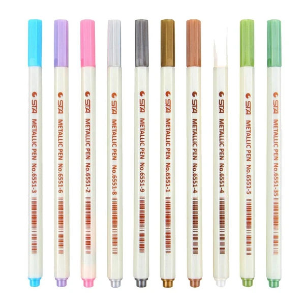 Durable Maxbell 10PCS Set of Metallic Markers Glitter DIY Art Paint Pens Set for Card Making Exclusive