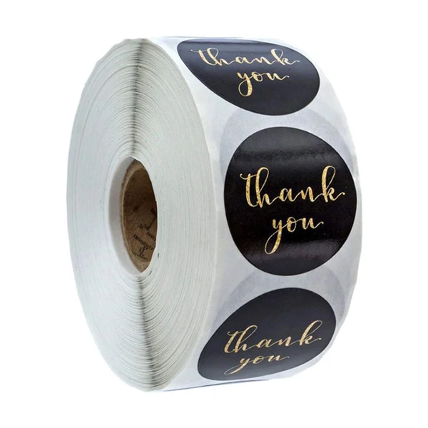 Specialty Maxbell 500Pieces Roll Thank You Packaging Sealing Stickers Black User-Friendly