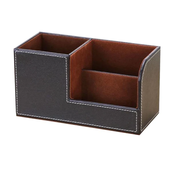 Refined Maxbell Multi-purpose Desktop Pu Leather storage box Pencils Holder Brown Sustainable