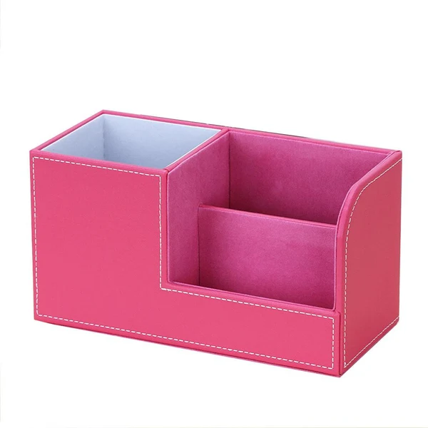 Clean Maxbell Multi-purpose Desktop Pu Leather storage box Pencils Holder Light Red Contemporary