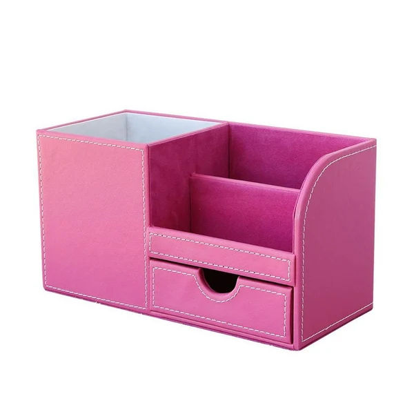 High-Performance Maxbell Multifunctional leather pen holder fashion desktop storage box Red Specialty