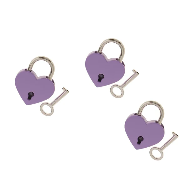 Reliable Maxbell 3pcs Mini Heart Shaped Padlocks with Keys Travel Luggage Suitcase Safety Lock Set Purple Premium