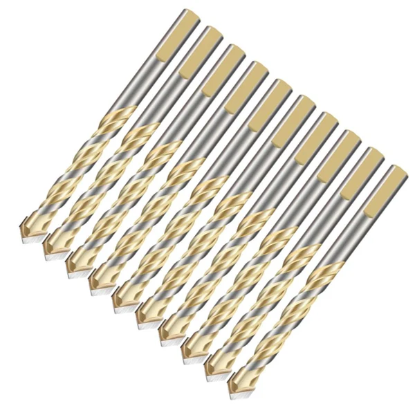 User-Friendly Maxbell 10 Pieces HSS Straight Shank Coated Triangle Twist Spiral Drill Bit Set 10mm Safe