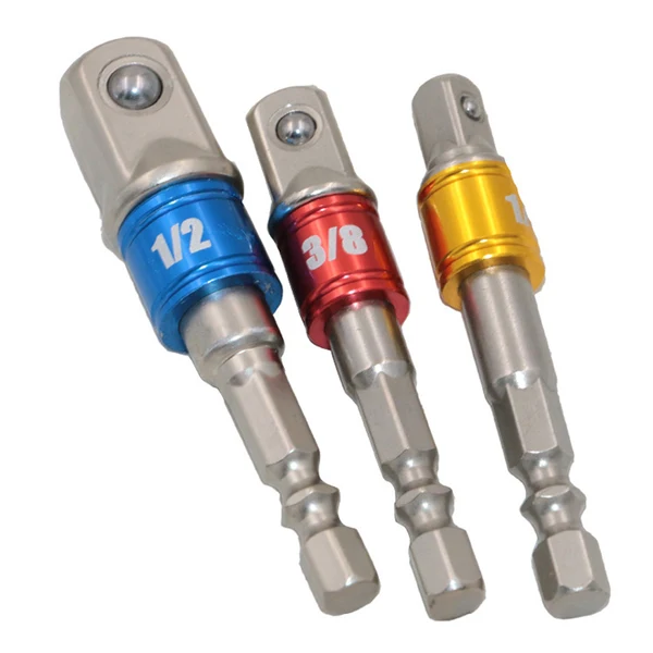 Durable Maxbell ocket Bit Adapter Drill Nut Driver Power Extension Bar Socket Adapter Bits For Drills 3pc Set 1 4'' 3 8'' 1 2'' 3 First-Class