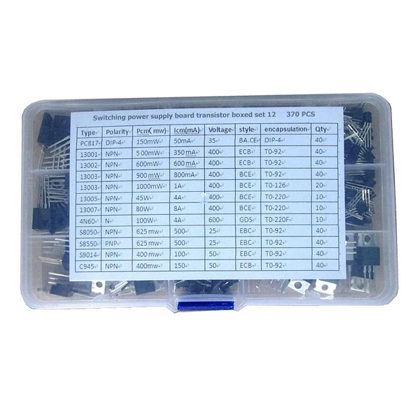 Exceptional Maxbell 370 pieces 12 Types Electronic Power Transistor Assortment Kit Box Package First-Class