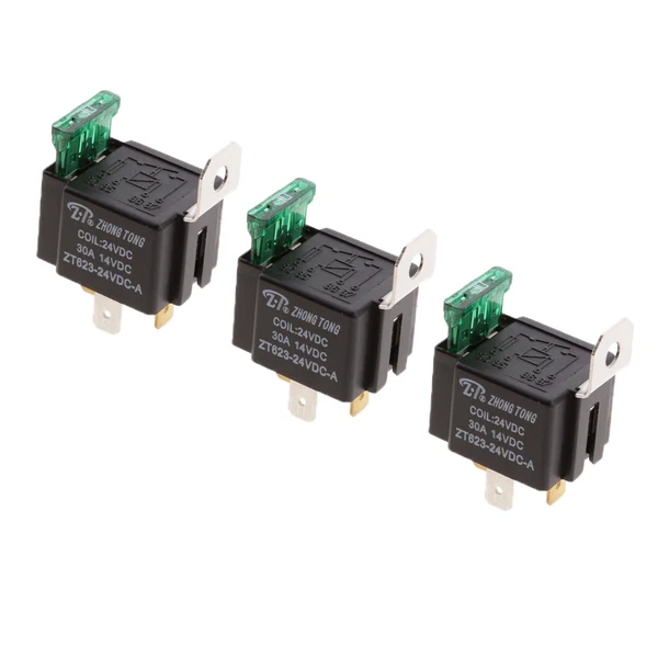 Secure 3 Pieces 24V 30A 4 Pin SPST Relay With Fuses Automotive Electronic Excellent