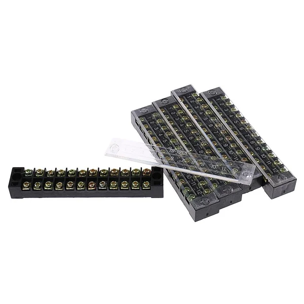 Practical Maxbell 5 Pieces 600V 15A Dual Rows 12 Positions Screw Wire Terminal Strip Barrier Block TB1512L Advanced