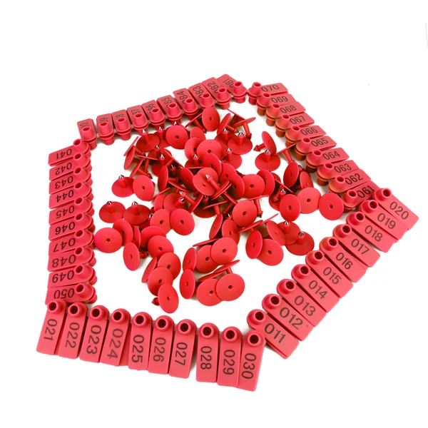 Exceptional Maxbell Livestock Animal Dog Goat Sheep Ear Tags 001-100 Numbers Eartag 100 Sets Red Genuine