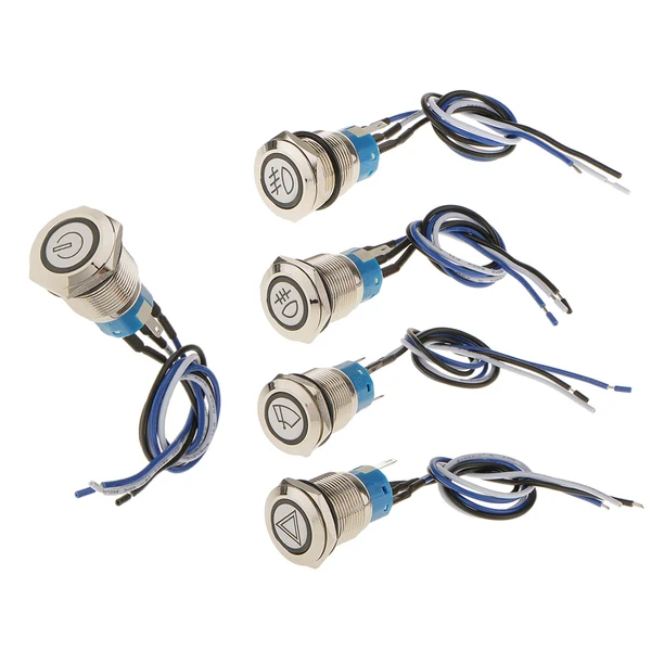 Official Maxbell 12V 19mm Latching LED Metal Push Button Panel Switch Waterproof Pattern 1 Easy-to-Use