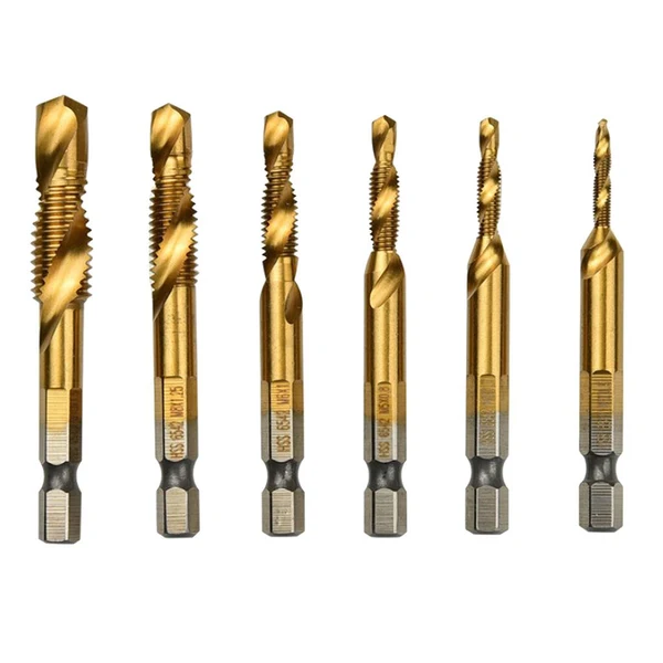 Versatile Maxbell 6pcs Quick Change HEX Shank Twist Drill and Bit set - metal M3-M10 Golden Refined