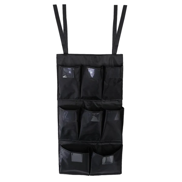Versatile Maxbell 8-Pocket Cleaning Trolley Oxford Cloth Waterproof Trash Can Caddy Black Practical