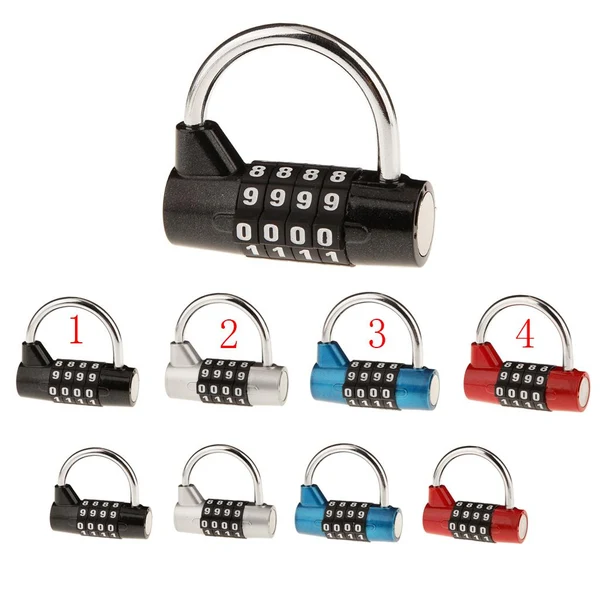 Healthy Maxbell 4 Digit Combination Padlock Travel Luggage Locker Security Lock - Black S Modern