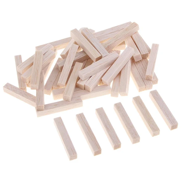 Organic Maxbell Square Balsa Wood Stick Unfinished Woodcraft Stick Dowel Rod 50 Pieces 50mm Green