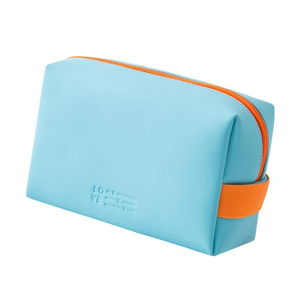 Durable Maxbell Woman Organizer Case PU Leather Portable Storage Pouch Wash Bag Azure Smooth