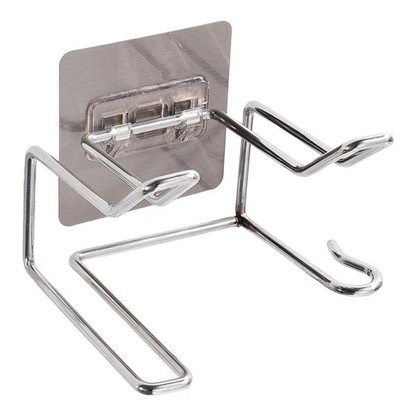 Secure Maxbell Hair Dryer Holder Bathroom Storage Box Shelf Hanging Rack for Straightener Silver Natural