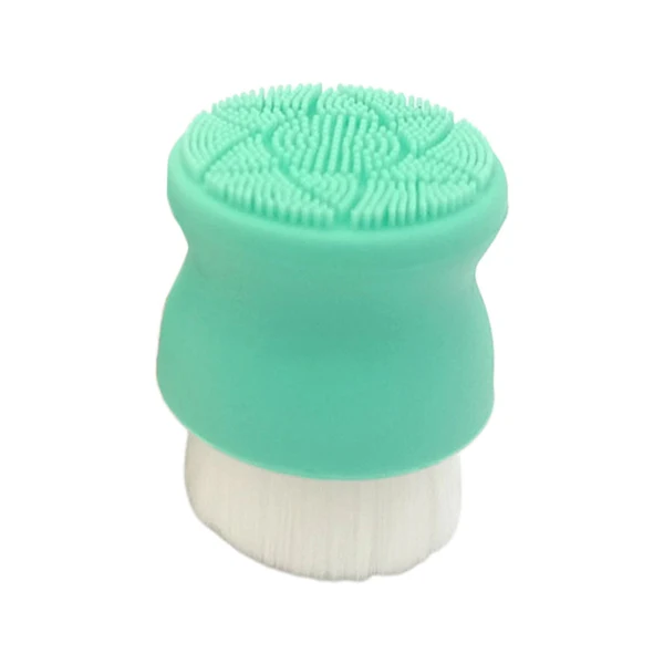 Clean Maxbell Manual Face Washing Brush Soft Bristle and Exfoliating Silicone Pad Green Enhanced