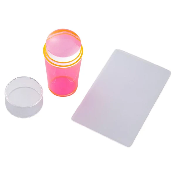 First-Class Maxbell Nail Art Stamper Head with Scraper Soft Head Silicone Manicure DIY Pink Recyclable