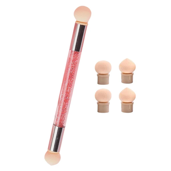 Original Design Maxbell Nail Sponge Brush with Rhinestone Acrylic Handle Manicure Tool Shading Pink Convenient
