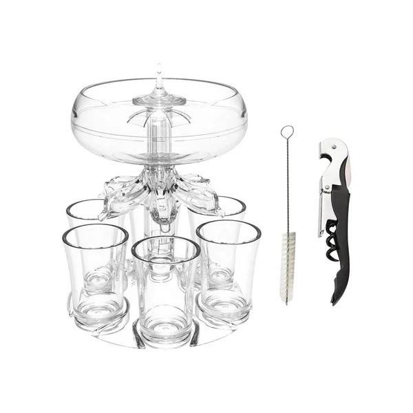 Fast Maxbell 6 Glass Dispenser Clear Wine Rack for Party Party Drinking Wedding 6 Cups Brush Opener Natural