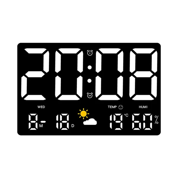 Easy-to-Use Maxbell Digital Alarm Clock with Day and Date Calendar Clock for Studio Beside Hotel White LED Flexible