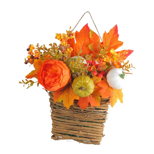 Smart Maxbell Door Hanging Flower Basket Handmade Autumn Garland Fall Harvest Door Wreath Refined