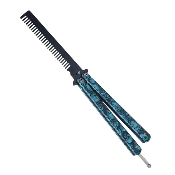 Original Design Maxbell Practice Butterfly Comb Trainer Foldable Stainless Steel Metal Practice Comb Blue Genuine
