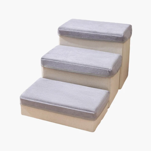 Next-Generation Maxbell Dog Stairs DIY Portable Washable Cover Wide Soft Steps for Cats Indoor Kitty 3 Ladder 60x35x30cm Premium Material