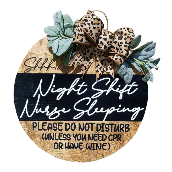 Efficient Maxbell Wooden Wreath Front Door 30cm Indoors Outside Night Shift Nurse Welcome Sign Exceptional