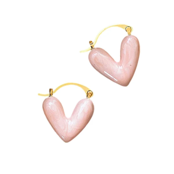 Top-Quality Maxbell Heart Shape Girls Earring Stud Drop Earrings Jewelry Lightweight Accessories Pink Artisan