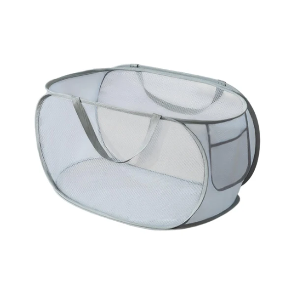 Unique Maxbell Mesh Laundry Hamper Foldable Laundry Basket for Laundry Room Camping Home gray horizontal Safe