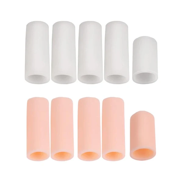 Comfortable Maxbell 10pcs Silicone Gel Toe Finger Caps Covers Sleeves Tubes White and Skin Color Genuine