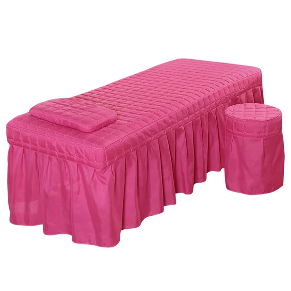 Selected Maxbell SPA Massage Table Linen Set Bed Skirt Pillow Case Stool Cover Rose Red-L Crafted