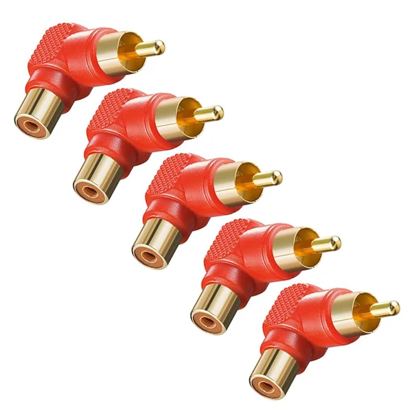 Flexible Maxbell RCA Right Angle Male to Female Adaptor Connector AV Audio Video Cable Joint Coupler Pack of 5pcs Red Artisan